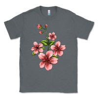 Charcoal Heather pink flowers hibiscus Classic Tee - Jasminsmagicworld