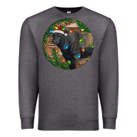 Charcoal Heather Black Angus Bull with Christmas Lights Premium Sweatshirt - RanaPortraitStore
