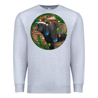 Heather Grey Black Angus Bull with Christmas Lights Premium Sweatshirt - RanaPortraitStore