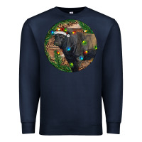 Navy Black Angus Bull with Christmas Lights Premium Sweatshirt - RanaPortraitStore