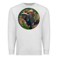 Oatmeal Heather Black Angus Bull with Christmas Lights Premium Sweatshirt - RanaPortraitStore