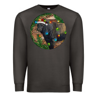 Smoke Black Angus Bull with Christmas Lights Premium Sweatshirt - RanaPortraitStore