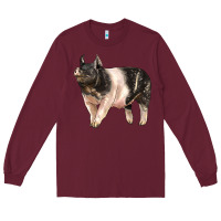 Burgundy hampshire pig Long Sleeve Tee - LillyAllenDesigns