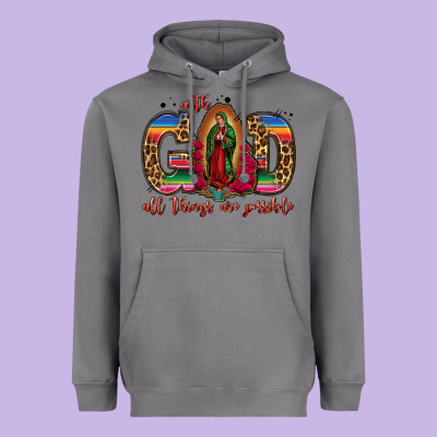 With God All Things Are Possible Lady Of Guadalupe Heavyweight Hoodie Designed By Jasminsmagicworld