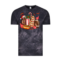 Cloud Black Christmas tree cake American football  ball and hot dogs ado Vintage Tee - AdoDesignShop