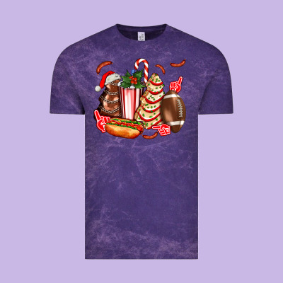 Christmas Tree Cake American Football  Ball And Hot Dogs Ado Vintage Tee Designed By Adodesignshop