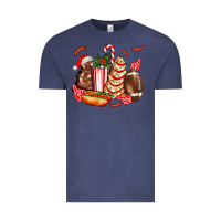 Vintage Denim Christmas tree cake American football  ball and hot dogs ado Vintage Tee - AdoDesignShop