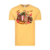 Vintage Mustard Christmas tree cake American football  ball and hot dogs ado Vintage Tee - AdoDesignShop