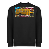 Black school bus camouflage american flag license plate Heavyweight Sweatshirt - Artiststas