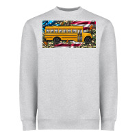 School Bus Camouflage American Flag License Plate Heavyweight Sweatshirt | Teevron