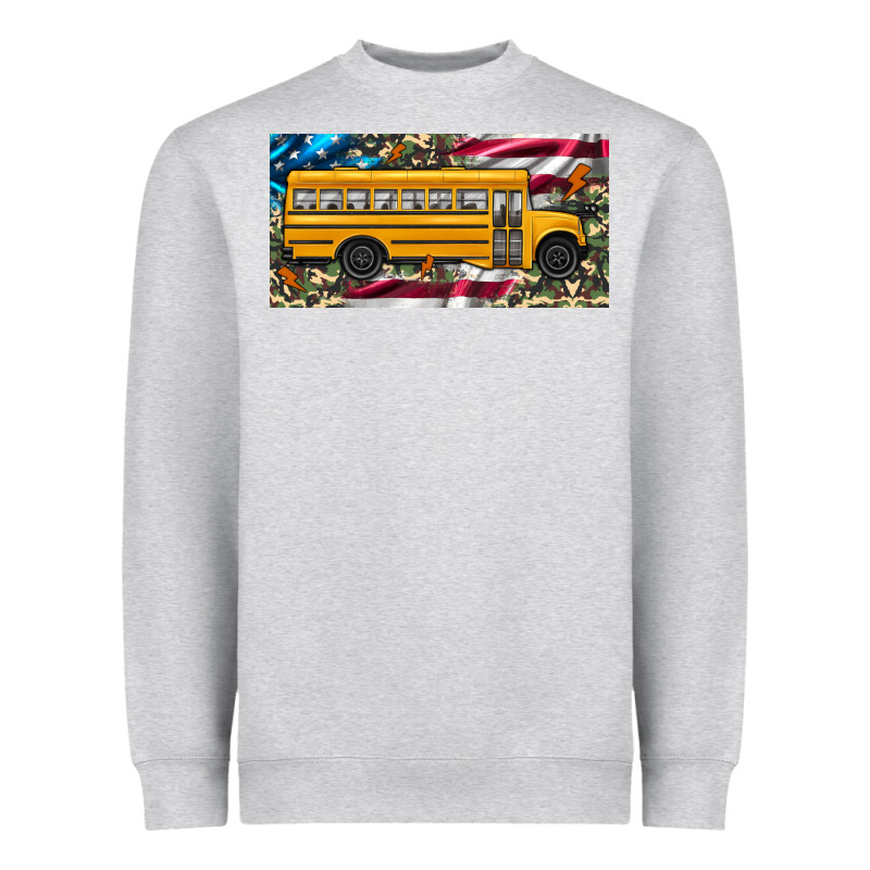 School Bus Camouflage American Flag License Plate Heavyweight Sweatshirt by Artiststas | Teevron