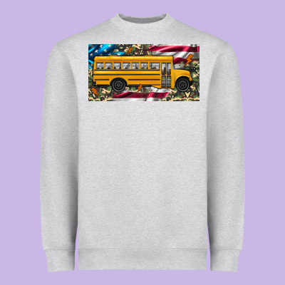 School Bus Camouflage American Flag License Plate Heavyweight Sweatshirt Designed By Artiststas