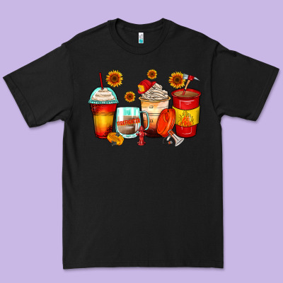 Firefighter Coffee Cups Premium Tee Designed By Zillion Design Studio