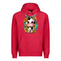 Cardinal cute cow with sunflower and leopard Premium Hoodie - texasbilliewilder