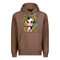 Chestnut cute cow with sunflower and leopard Premium Hoodie - texasbilliewilder
