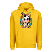 Lemon cute cow with sunflower and leopard Premium Hoodie - texasbilliewilder