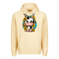 Pina Colada cute cow with sunflower and leopard Premium Hoodie - texasbilliewilder