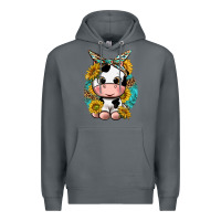 Rock cute cow with sunflower and leopard Premium Hoodie - texasbilliewilder