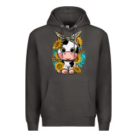 Smoke cute cow with sunflower and leopard Premium Hoodie - texasbilliewilder