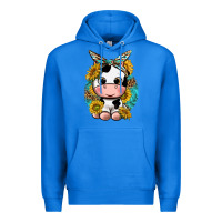 True Royal cute cow with sunflower and leopard Premium Hoodie - texasbilliewilder