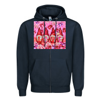 Navy love gnomies with gift boxes Zipper Hoodie - NancyCooperArtShop