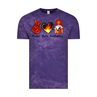Cloud Purple peace love firefighter Vintage Tee - Artiststas
