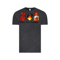 Vintage Black peace love firefighter Vintage Tee - Artiststas