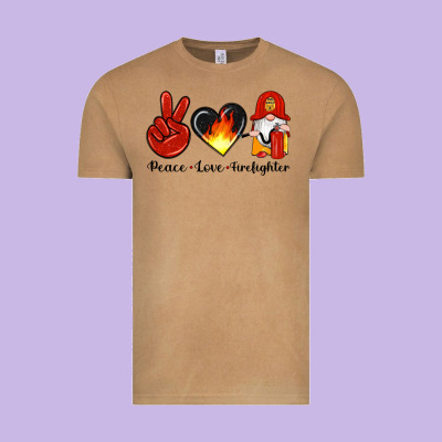 Peace Love Firefighter Vintage Tee Designed By Artiststas