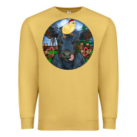 Antique Gold Black Angus Cattle with Santa Chick Christmas Premium Sweatshirt - RanaPortraitStore