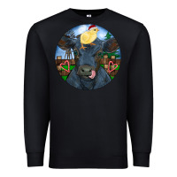 Black Black Angus Cattle with Santa Chick Christmas Premium Sweatshirt - RanaPortraitStore