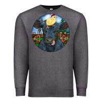 Charcoal Heather Black Angus Cattle with Santa Chick Christmas Premium Sweatshirt - RanaPortraitStore