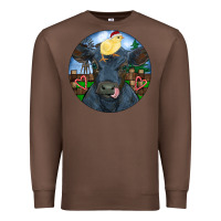 Chestnut Black Angus Cattle with Santa Chick Christmas Premium Sweatshirt - RanaPortraitStore