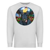 Dove Grey Black Angus Cattle with Santa Chick Christmas Premium Sweatshirt - RanaPortraitStore