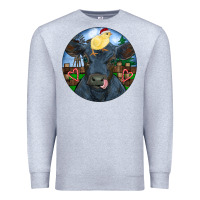 Heather Grey Black Angus Cattle with Santa Chick Christmas Premium Sweatshirt - RanaPortraitStore