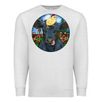 Oatmeal Heather Black Angus Cattle with Santa Chick Christmas Premium Sweatshirt - RanaPortraitStore