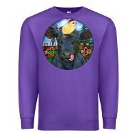 Purple Black Angus Cattle with Santa Chick Christmas Premium Sweatshirt - RanaPortraitStore