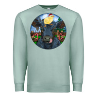 Seafoam Black Angus Cattle with Santa Chick Christmas Premium Sweatshirt - RanaPortraitStore