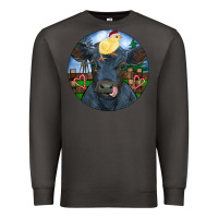 Smoke Black Angus Cattle with Santa Chick Christmas Premium Sweatshirt - RanaPortraitStore