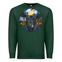 Sports Green Black Angus Cattle with Santa Chick Christmas Premium Sweatshirt - RanaPortraitStore