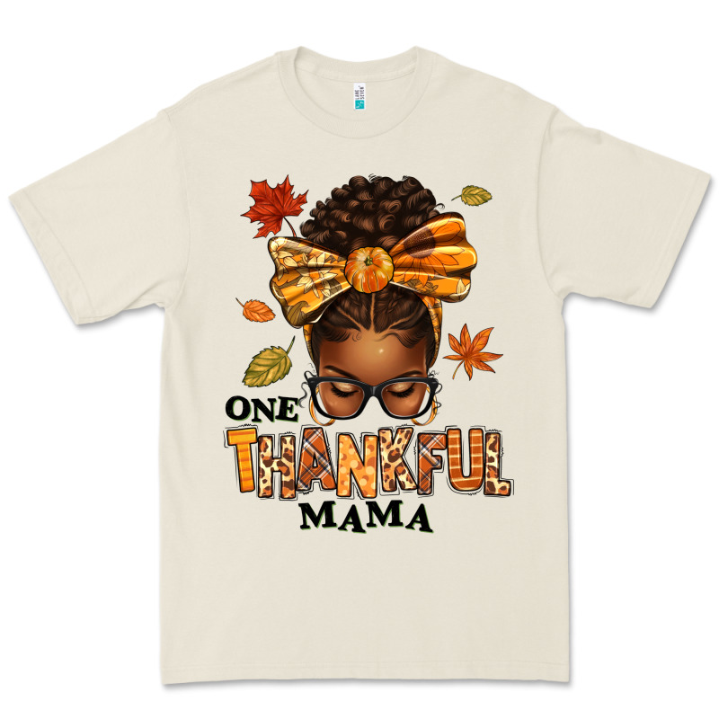One Thankful Mama Afro Messy Bun Premium Tee by texasbilliewilder | Teevron