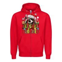 Red lets get trashed with raccoon Zipper Hoodie - MaliasSmallBusiness
