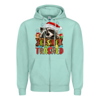 Seafoam lets get trashed with raccoon Zipper Hoodie - MaliasSmallBusiness