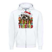 White lets get trashed with raccoon Zipper Hoodie - MaliasSmallBusiness
