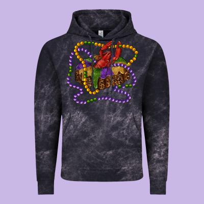 Mardi Gras Craw Fish King Cake With Leopard Vintage Hoodie Designed By Ranaportraitstore