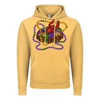Vintage Mustard mardi gras craw fish king cake with leopard Vintage Hoodie - RanaPortraitStore
