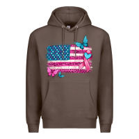 Coffee american flag breast cancer with ribbon Premium Hoodie - texasbilliewilder