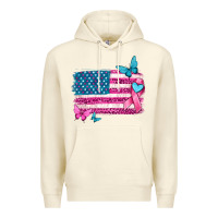 Sandshell american flag breast cancer with ribbon Premium Hoodie - texasbilliewilder