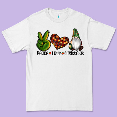 Peace Love Gnomes Christmas Premium Tee Designed By Ranaportraitstore