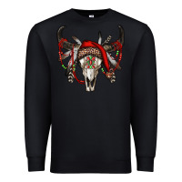 Black Western Christmas Bull Skull Premium Sweatshirt - RanaPortraitStore