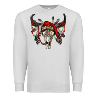 Dove Grey Western Christmas Bull Skull Premium Sweatshirt - RanaPortraitStore